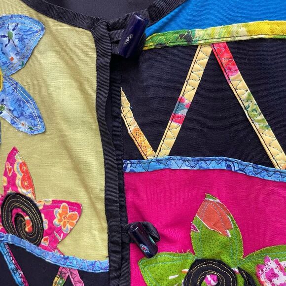 Maggie Barnes Patchwork Jacket Womens Size 1X Petite Colorful Art to Wear Artist - Picture 5 of 11